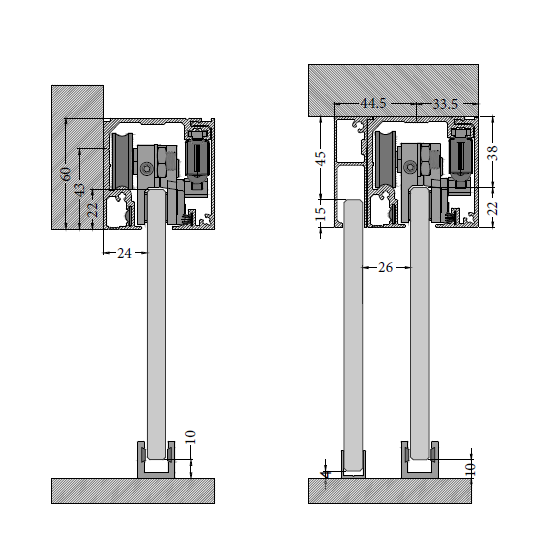 aldo frameless sliding glass door