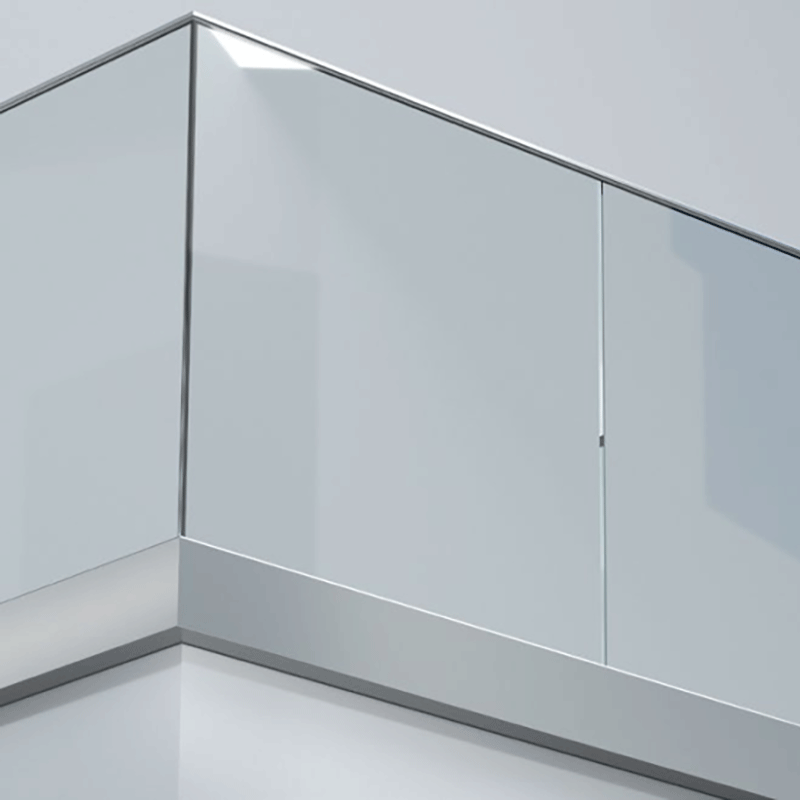 M4 Glass Railings System which mounts from the side and provides an appearance of glass coming out of the floor.