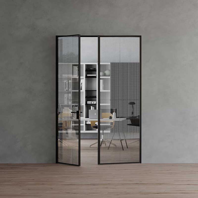 Double glass door with black minimal frame