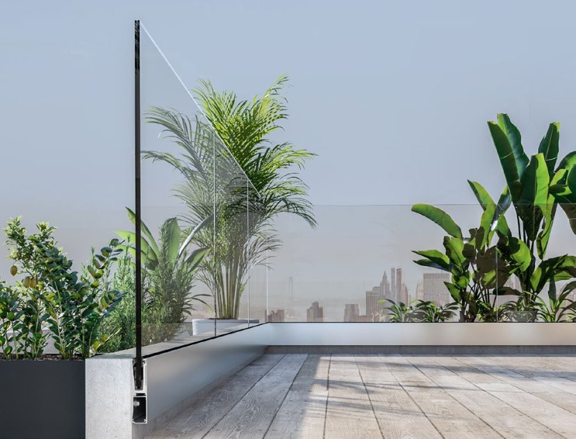 M13 side-mounted glass railing system